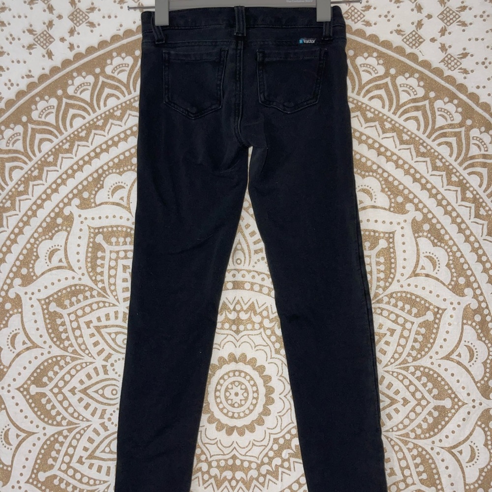 “TRACTOR” GIRLS BLACK BUTTON & ZIP-UP SOFT JEGGINGS WITH POCKETS, SIZE 8 - Picture 3 of 5